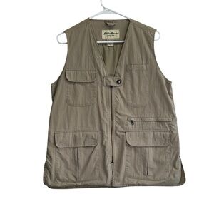 Eddie Bauer Fishing/Utility Beige Cargo Vest. Size S